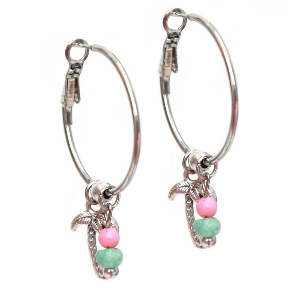 Créoles argentées palmier été