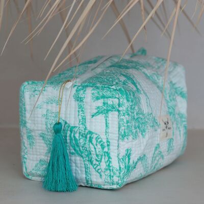 Trousse de toilette Blockprint Fez tropic turquoise M