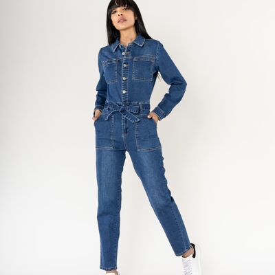 Nina Carter Long Sleeve Belted Jumpsuit S561