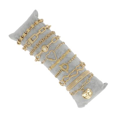 Juego de 10 pulseras - oro - expositor incluido