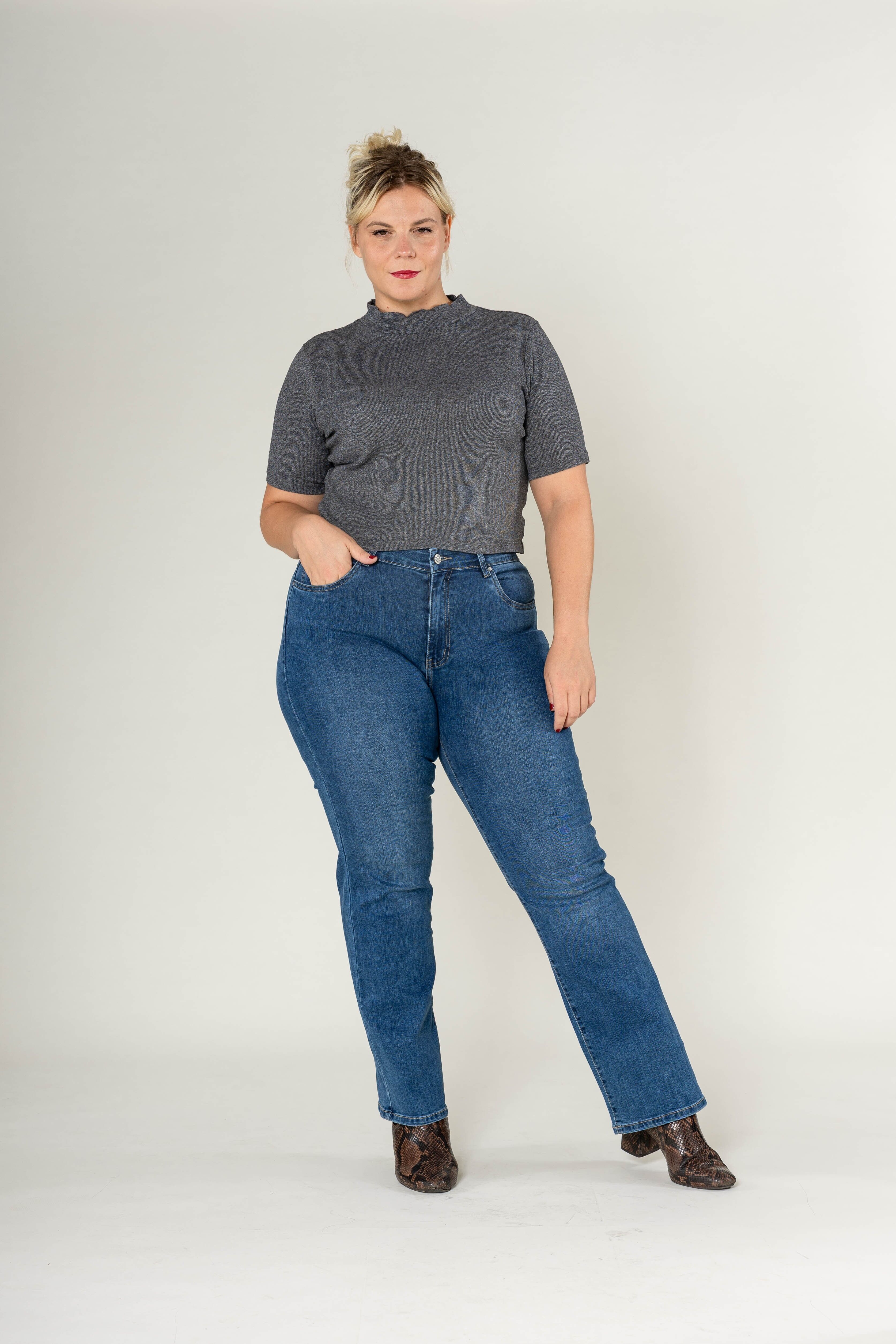 Jeans dritti regular di grandi dimensioni curvi taglie forti P612