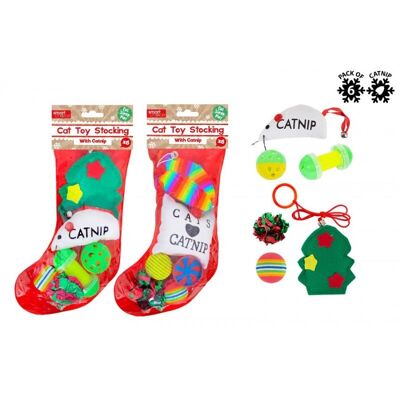 Chaussette festive pour chat avec 6 jouets Smart Choice, paquet de 2