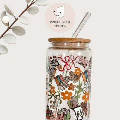 Libros de Vasos de Vidrio, Flores y Lazos impresos por ambas caras