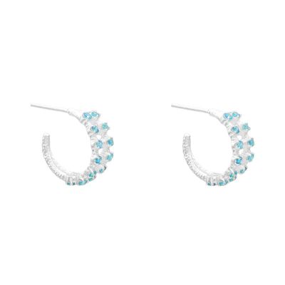 Boucles d'oreilles créoles Bimba Zc argent bleu