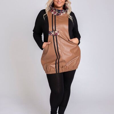 Plus Size Camel Faux Leather Dress (A511)