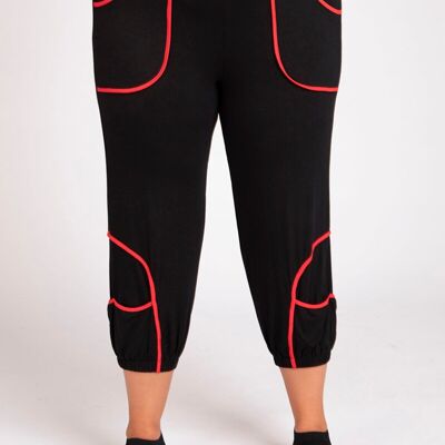 Plus size red ribbed pants (B88)
