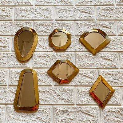 Set di 6 specchi marocchini in ottone – Decorazione da parete dorata