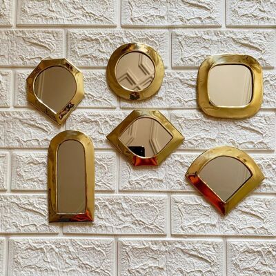 Gold Moroccan Brass Wall Mirrors – Small Decorative Set