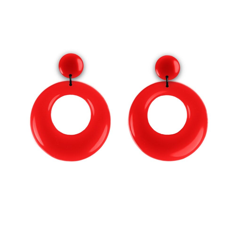 Creole Earrings - Red