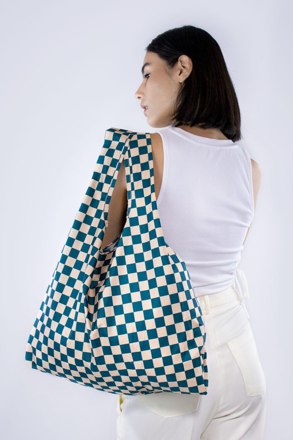 Checkerboard Teal & Beige | Medium