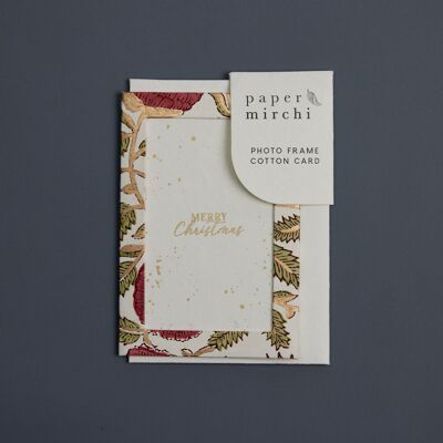 Biglietto d'auguri Keepsake con stampa a blocchi - Cornice per foto Marigold Glitz Scarlet