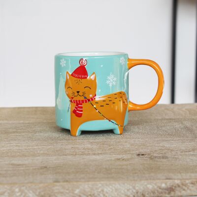 Tasse à café animal mignon édition hiver chat