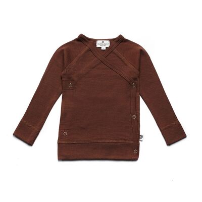 Pull cache-cœur en laine pour bébé – Laine mérinos – Cannelle