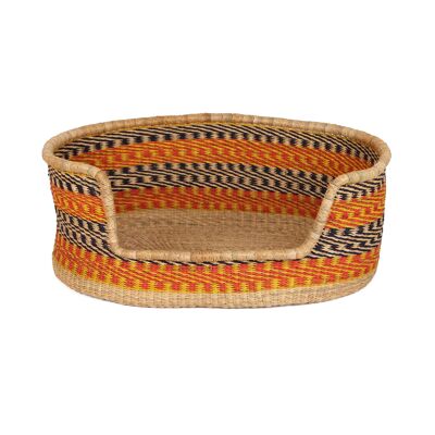 MAJID : Panier pour chien moyen orange, jaune et bleu marine