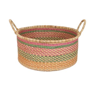ISIASI : Grand panier de sol rose, vert et orange