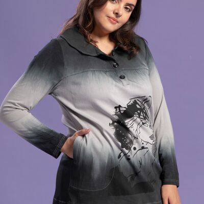 Tunique grande taille tye and dye gris (A723)