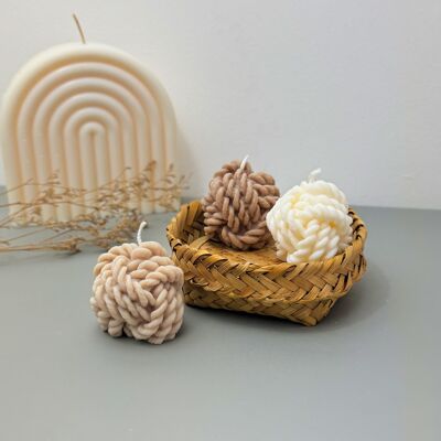 Candela a forma di gomitolo di lana – Regalo per lavoro a maglia e uncinetto