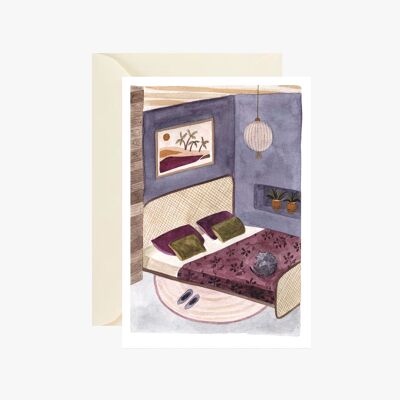 carte postale illustration intérieur douillet