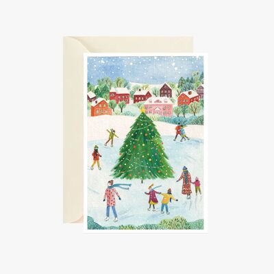 Christmas tree illustration postcard