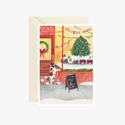 Christmas window illustration postcard