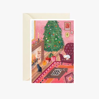 Weihnachtskatzen-Illustrationspostkarte