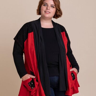 Plus size red sleeveless sweater and vest set (A580)
