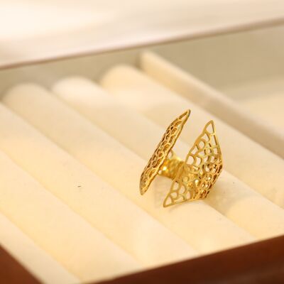 Apertura ad anello dorato sul davanti
