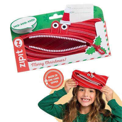 Bolsa de regalo navideña con diseño de monstruo ZIPIT, color rojo