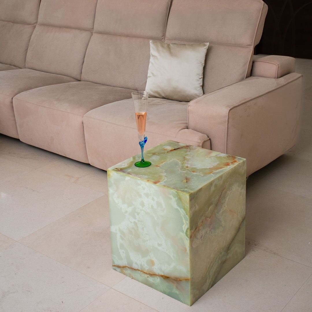 Mesa cubo auxiliar - onix verde claro 40x40x45 cm