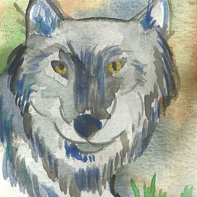 Lámina artística de lobo gris - Decoración salvaje para el hogar