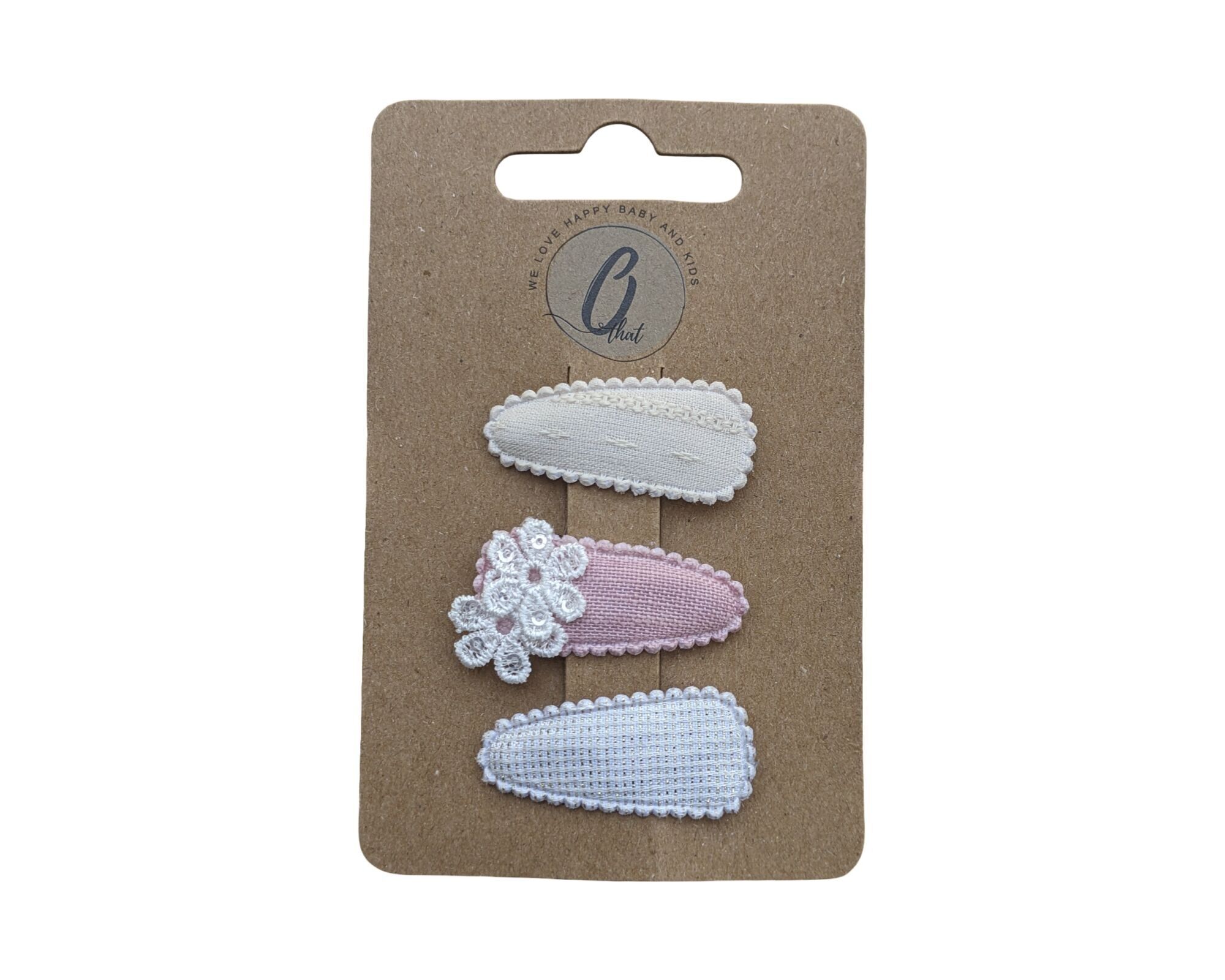 Baby Haarspangen Nude weiß/pink (3 Stück pro Karte)