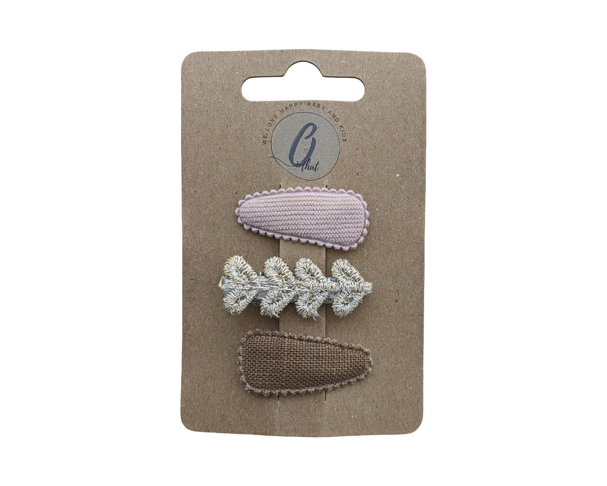 Baby Haarspangen Nude Nude/Gold/Braun (3 Stück pro Karte)