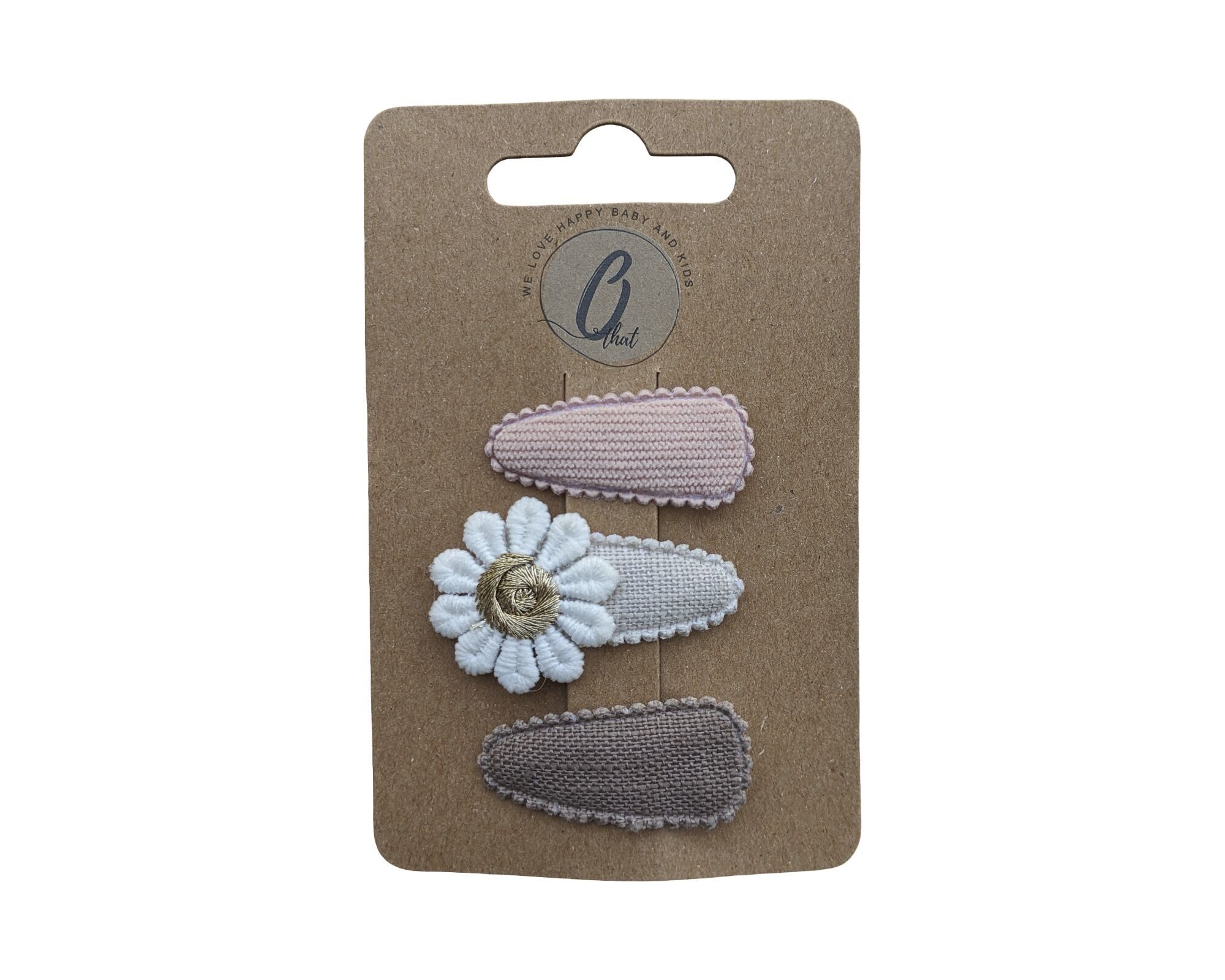 Baby-Haarspangen Nude, Nude/Blume/Braun (3 Stück pro Karte)