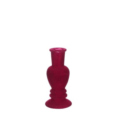 Vase Bougie Venise velours flock h.16 cerisiers Ø6 cm