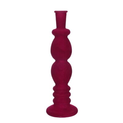 Jarrón vela Florencia terciopelo flocado h.28 Ø9 cm cerezo