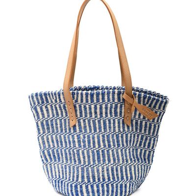 MALKIA: Bolso de mano de sisal azul auténtico