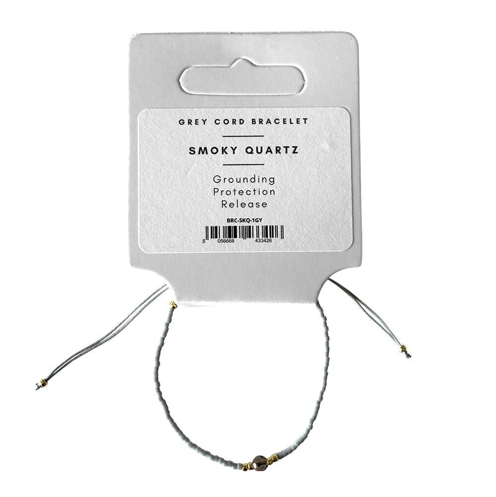 Bracelet cordon en quartz fumé, gris