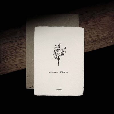 NATALE - dolcezza invernale - biglietto di carta fatto a mano 10x15 e busta riciclata
