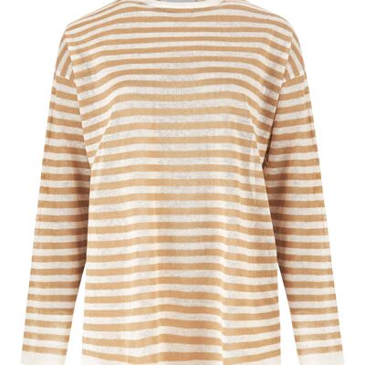 Tanto 100% lino palaidinė ilgomis rankovėmis Smėlis *Unisex*