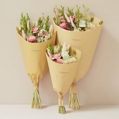 Fleurs séchées - Bouquet champêtre - Élégance rose