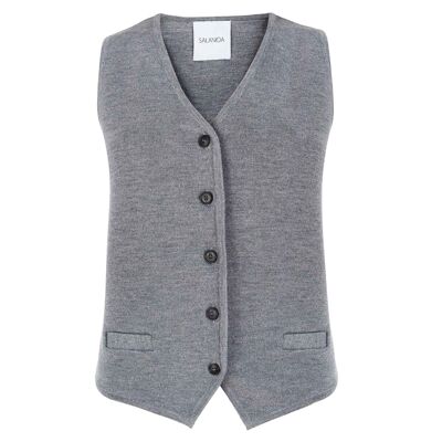 Galante megzta 100% merino liemenė Šviesiai Pilka