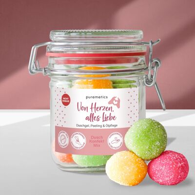 Bonbons de douche 3 en 1 « Avec amour du cœur »