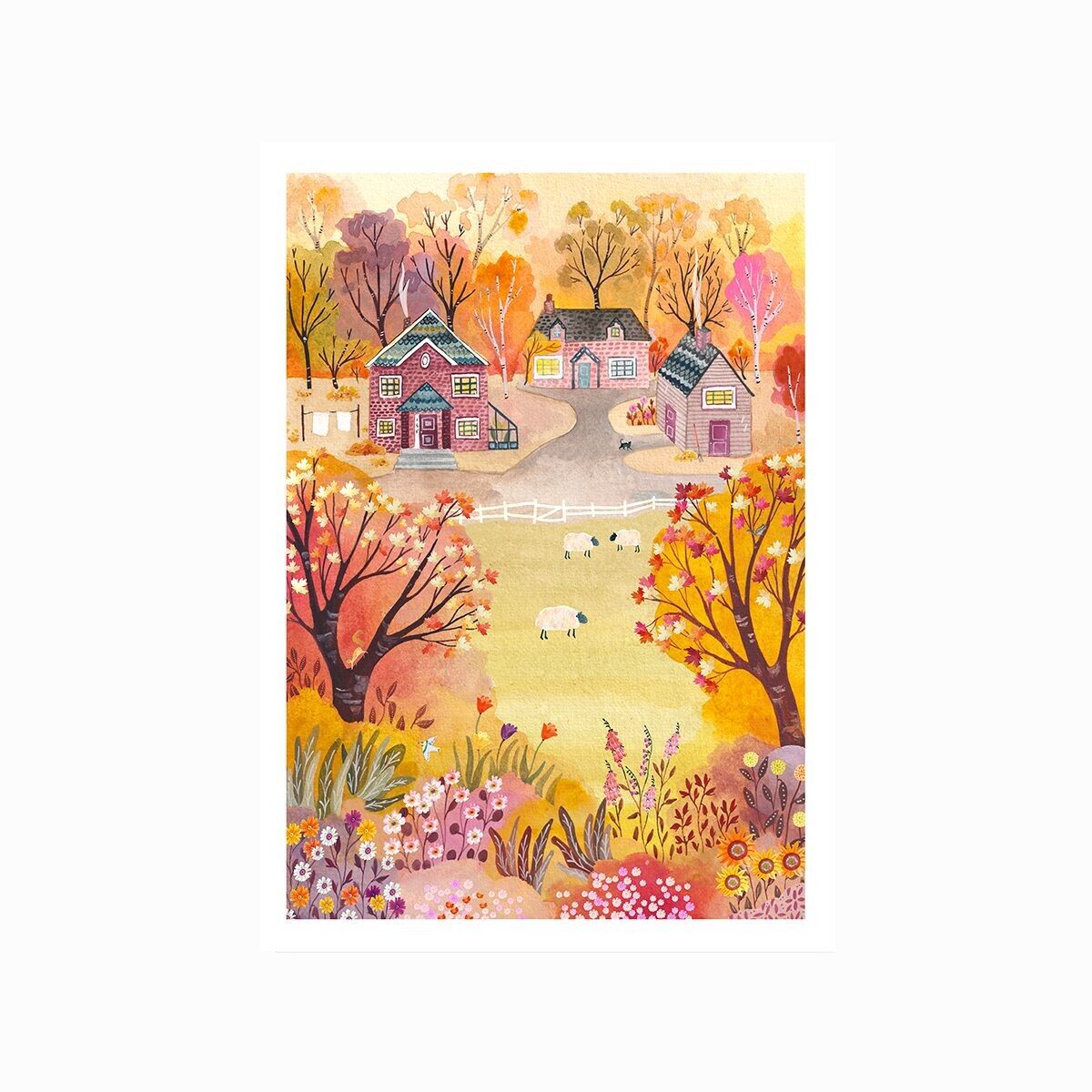 Poster decorativo A4 illustrazione autunnale