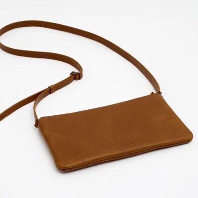 "Zipper" leather clutch bag - Camel