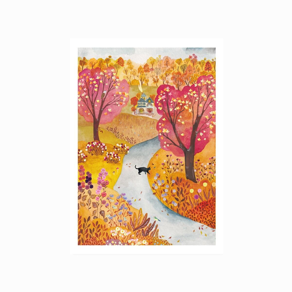 Poster decorativo A4 casa autunnale