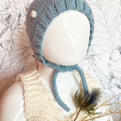 Baby wool hat - Storm Blue Pop Béguin