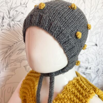 Cappello in lana per bebè-Béguin Pop Steel Grey