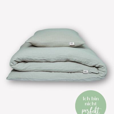 Muslin bed linen • Aquamarine • 135x220 cm • Pillow 80x80 cm • Love at 2. View