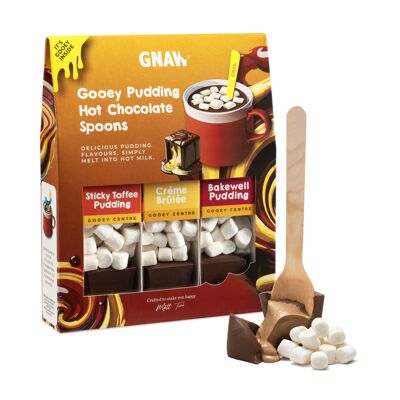 Pudines Gooey - Set de regalo con cuchara para chocolate caliente con centro suave