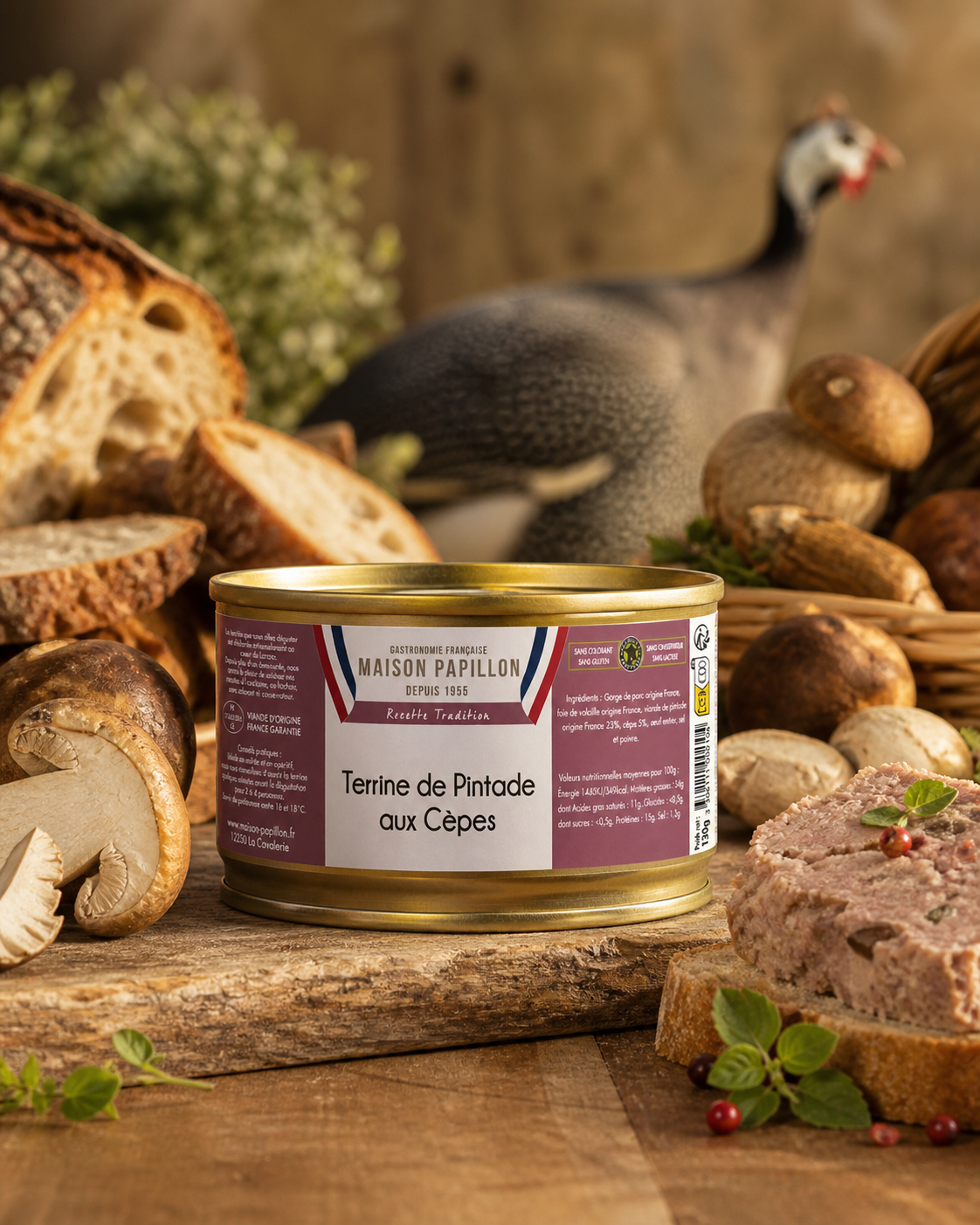 Guinea fowl terrine with porcini mushrooms 130g